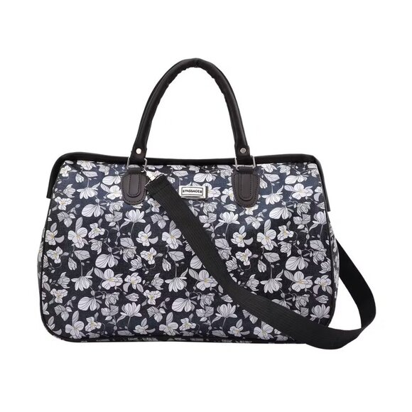 Flower Print Design Travel Overnight Bag with Shoulder Strap - Picture 1 of 4